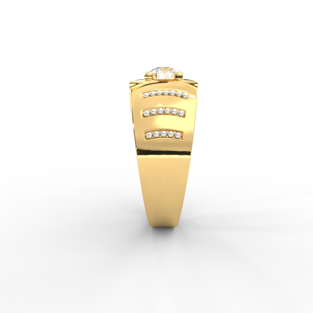 Men’s Bold Solitaire Ring with Diamond-Studded Side Detailing - Image 2
