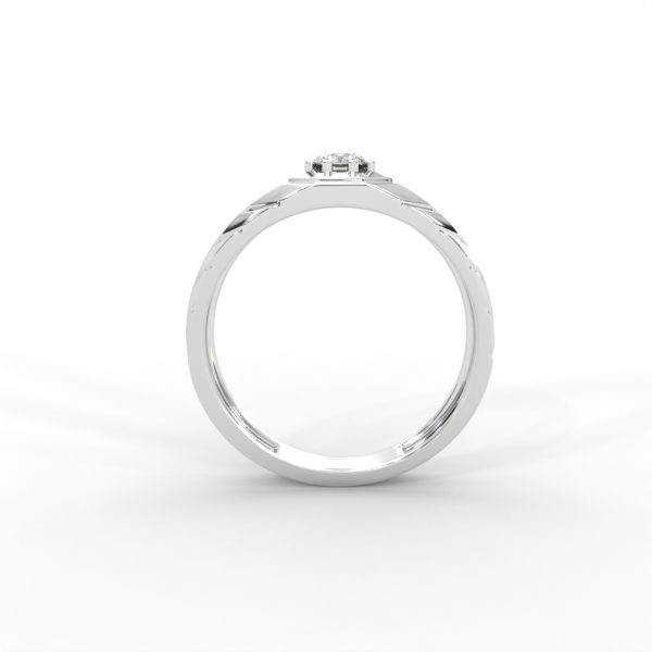 Men’s Solitaire Ring with Octagon Bezel and Carved Band - Image 12