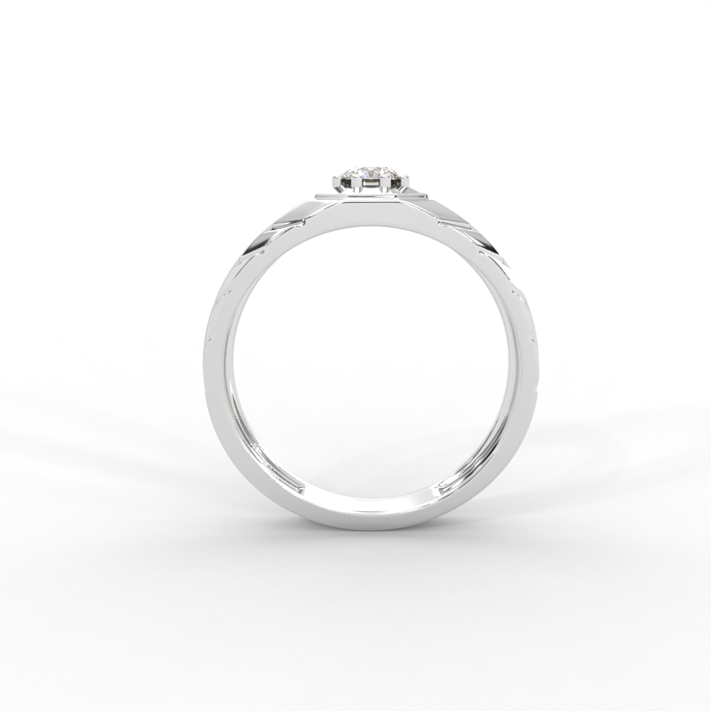 Men’s Solitaire Ring with Octagon Bezel and Carved Band - Image 12