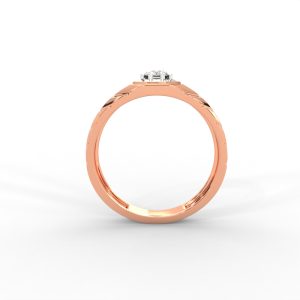 Men’s Solitaire Ring with Octagon Bezel and Carved Band - Image 8