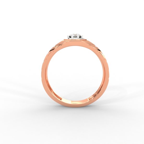 Men’s Solitaire Ring with Octagon Bezel and Carved Band - Image 8