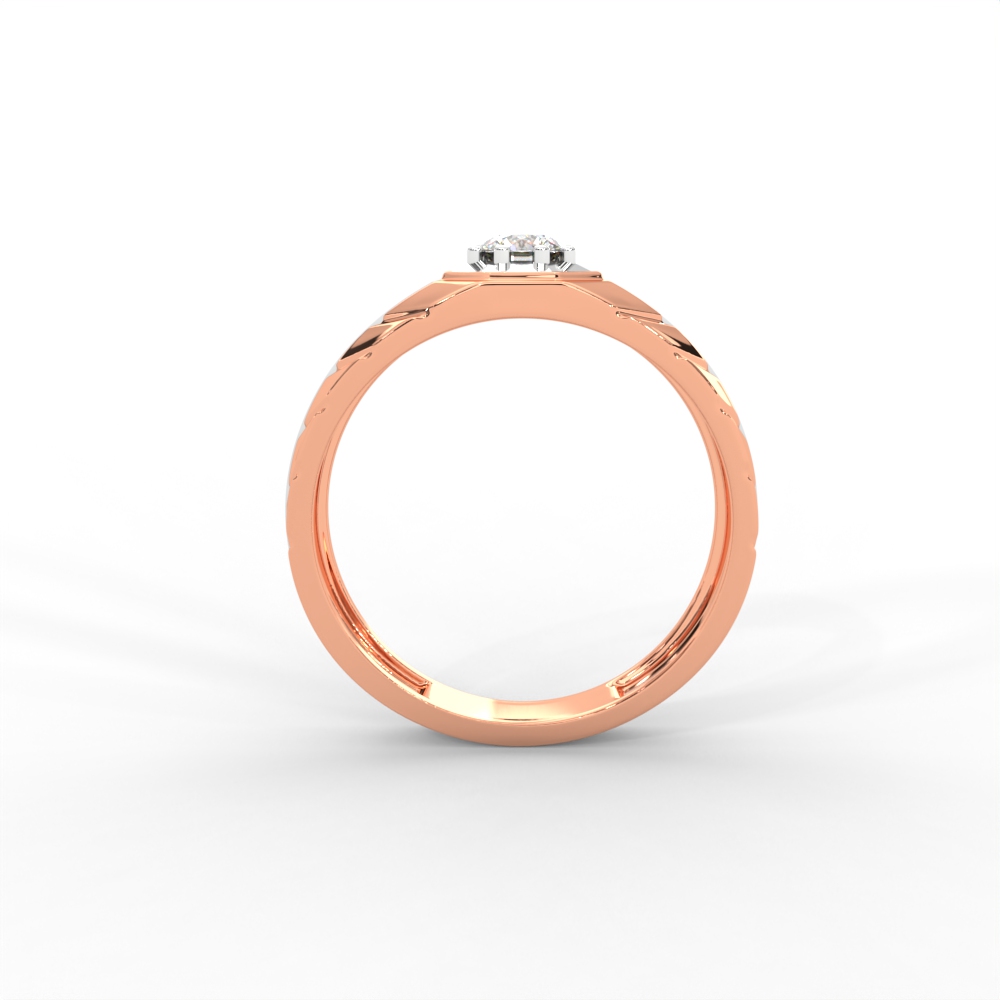 Men’s Solitaire Ring with Octagon Bezel and Carved Band - Image 8