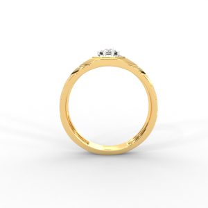 Men’s Solitaire Ring with Octagon Bezel and Carved Band - Image 4
