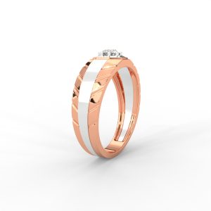 Men’s Solitaire Ring with Octagon Bezel and Carved Band - Image 7