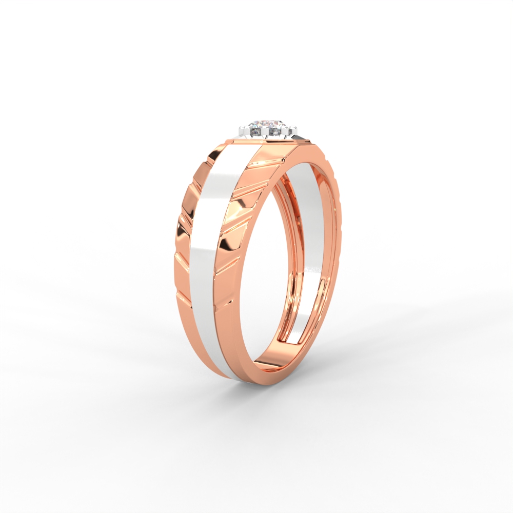Men’s Solitaire Ring with Octagon Bezel and Carved Band - Image 7