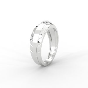 Men’s Solitaire Ring with Octagon Bezel and Carved Band - Image 11