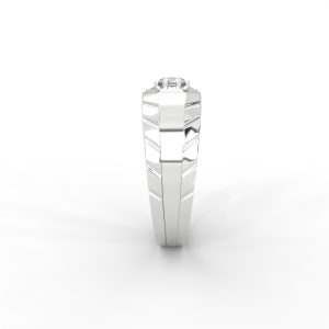 Men’s Solitaire Ring with Octagon Bezel and Carved Band - Image 10