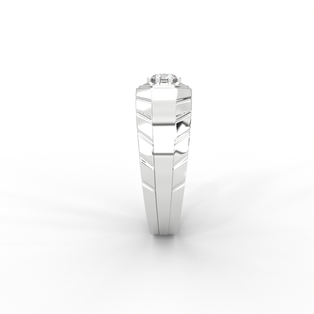 Men’s Solitaire Ring with Octagon Bezel and Carved Band - Image 10