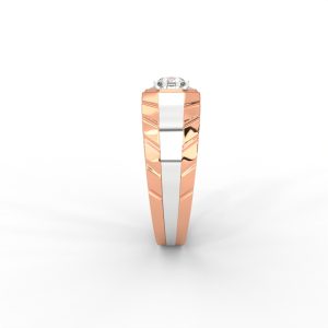 Men’s Solitaire Ring with Octagon Bezel and Carved Band - Image 6