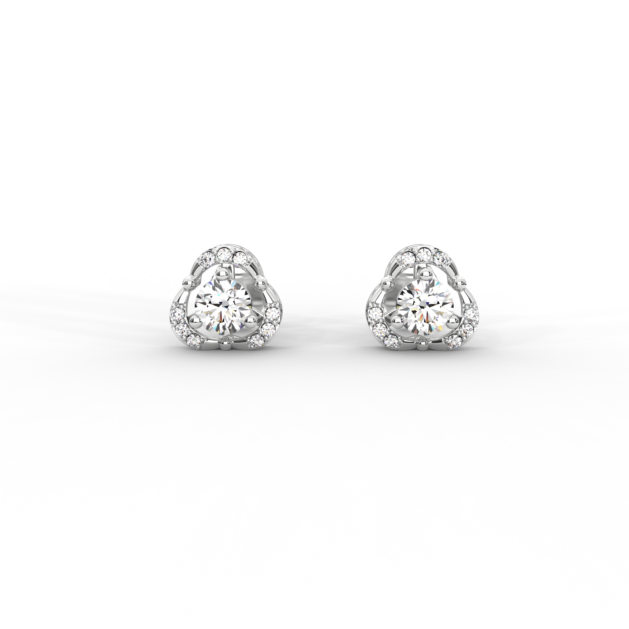 Elegant Tri-Frame Diamond Stud Earrings with Pavé Accents - Image 9