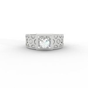 Men’s Diamond Ring with Openwork Band and Square Bezel - Image 9