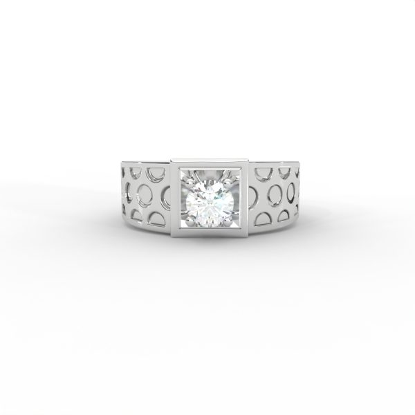Men’s Diamond Ring with Openwork Band and Square Bezel - Image 9