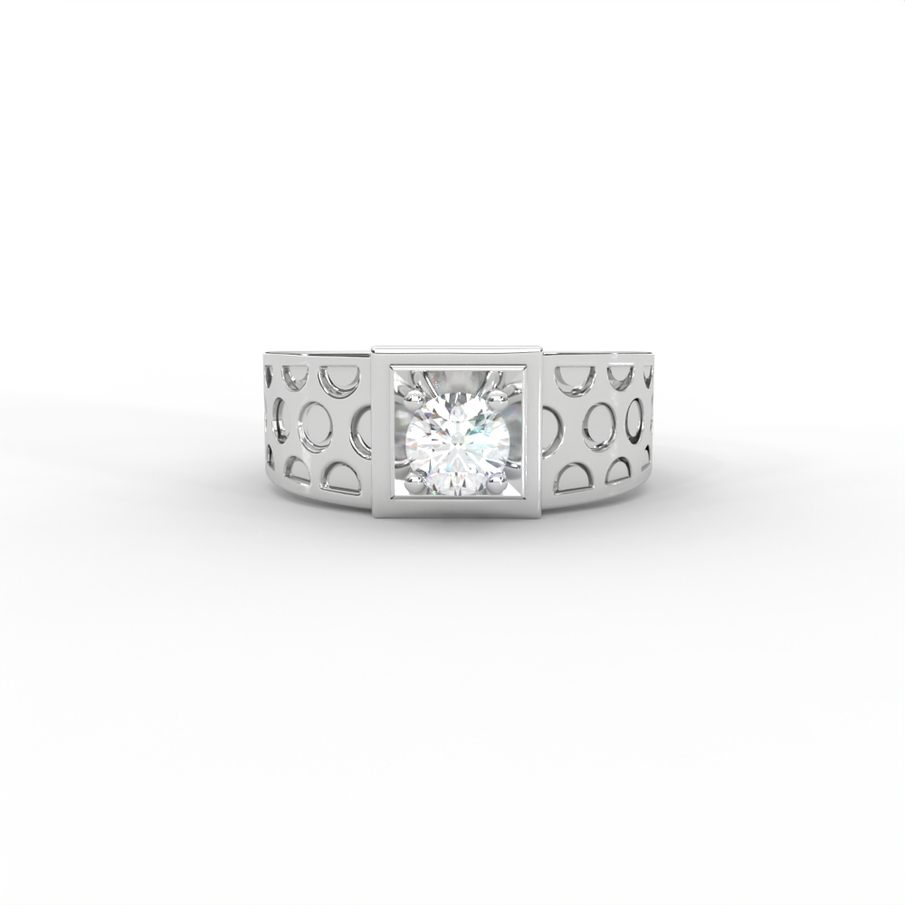 Men’s Diamond Ring with Openwork Band and Square Bezel - Image 9