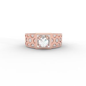 Men’s Diamond Ring with Openwork Band and Square Bezel - Image 5
