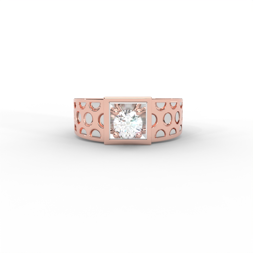 Men’s Diamond Ring with Openwork Band and Square Bezel - Image 5