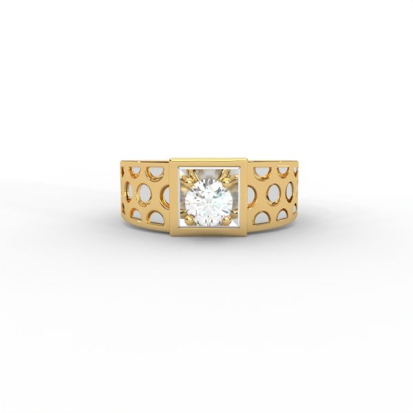 Men’s Diamond Ring with Openwork Band and Square Bezel - Image 1