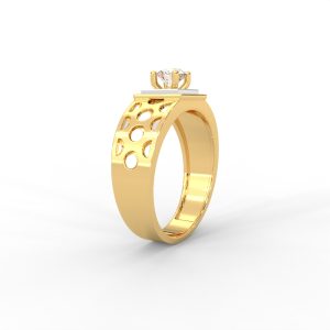 Men’s Diamond Ring with Openwork Band and Square Bezel - Image 3
