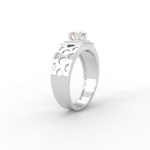Men’s Diamond Ring with Openwork Band and Square Bezel - Image 11