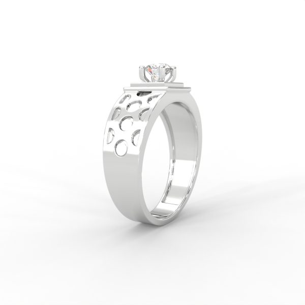 Men’s Diamond Ring with Openwork Band and Square Bezel - Image 11