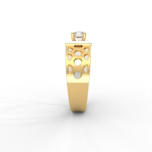Men’s Diamond Ring with Openwork Band and Square Bezel - Image 2