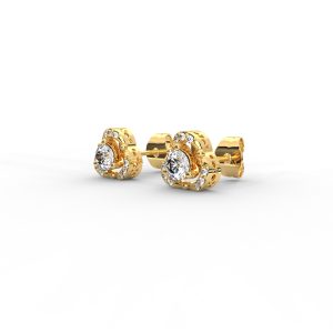 Elegant Tri-Frame Diamond Stud Earrings with Pavé Accents - Image 2