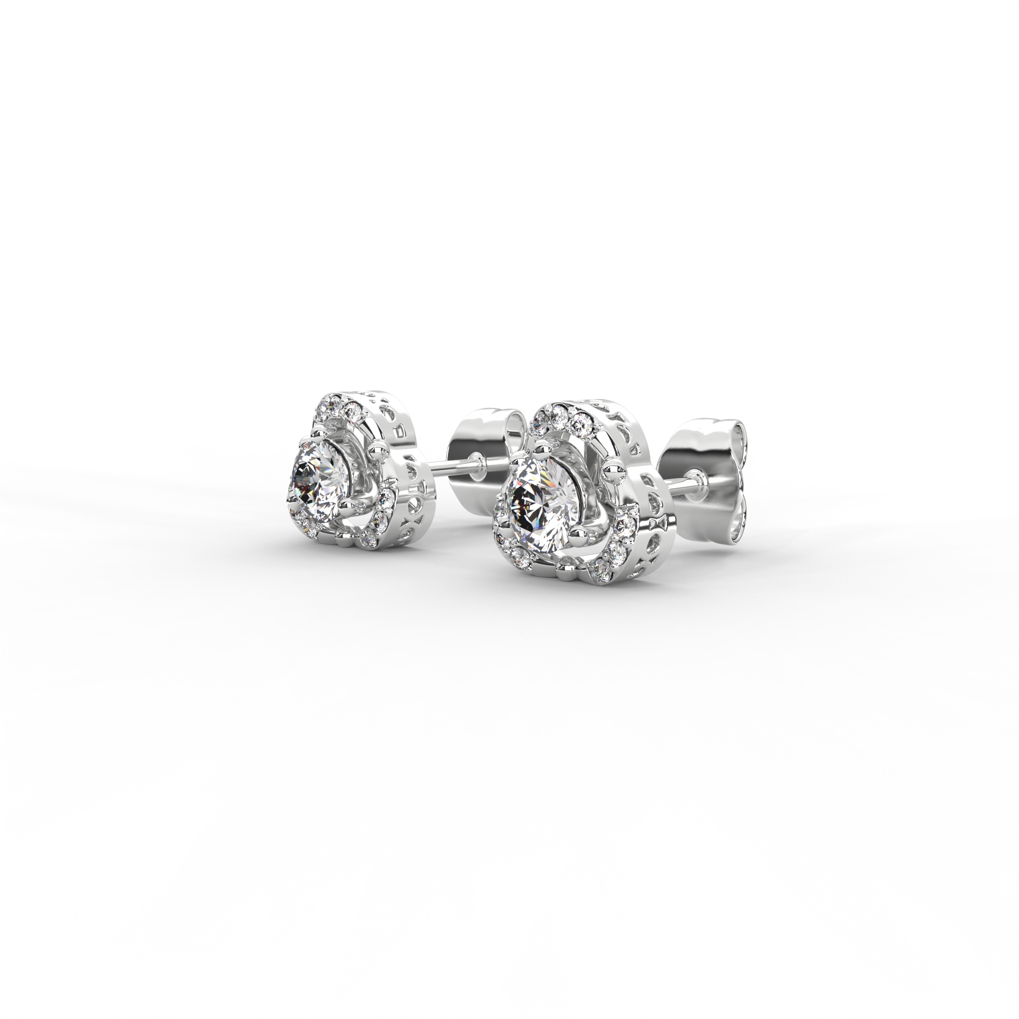 Elegant Tri-Frame Diamond Stud Earrings with Pavé Accents - Image 10