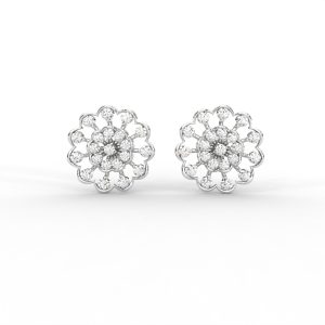 Floral Bloom Diamond Stud Earrings in Yellow, Rose & White Gold - Image 5