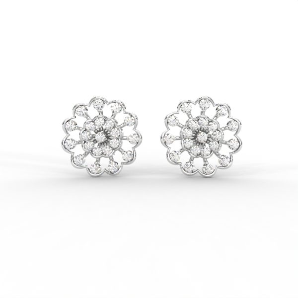 Floral Bloom Diamond Stud Earrings in Yellow, Rose & White Gold - Image 5