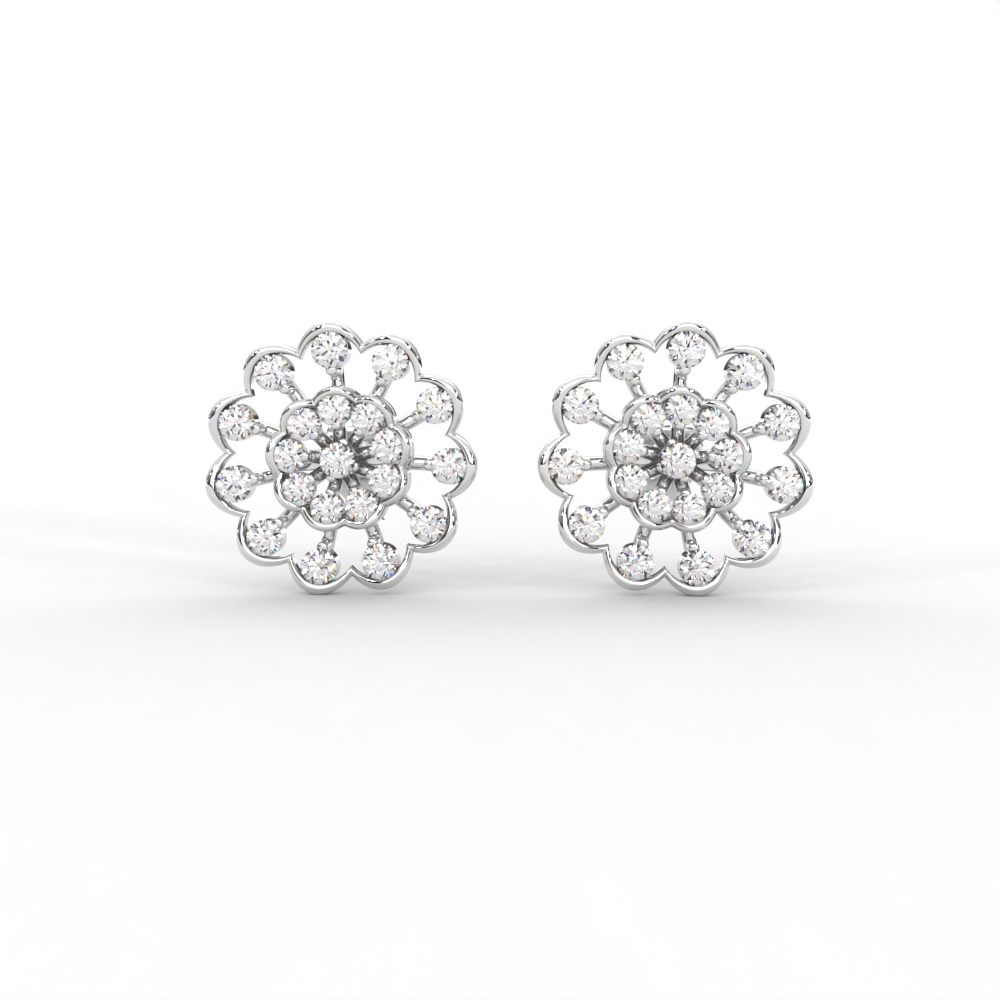 Floral Bloom Diamond Stud Earrings in Yellow, Rose & White Gold - Image 5