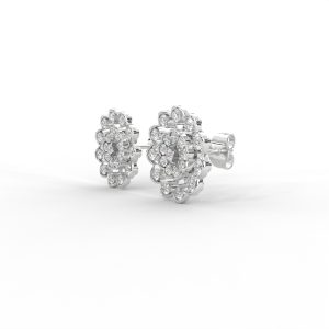 Floral Bloom Diamond Stud Earrings in Yellow, Rose & White Gold - Image 6