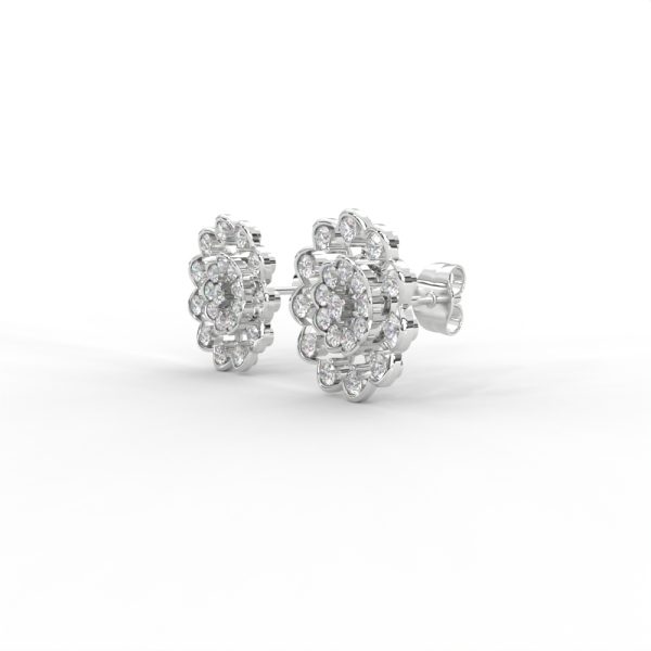 Floral Bloom Diamond Stud Earrings in Yellow, Rose & White Gold - Image 6