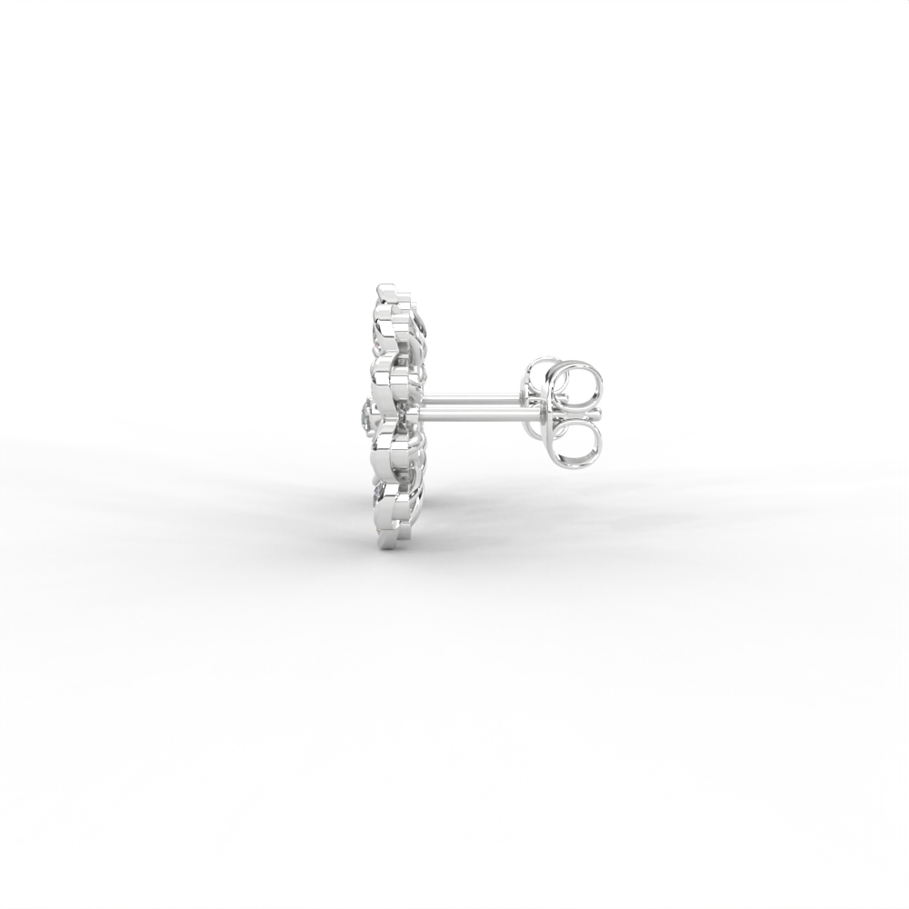 Floral Bloom Diamond Stud Earrings in Yellow, Rose & White Gold - Image 7