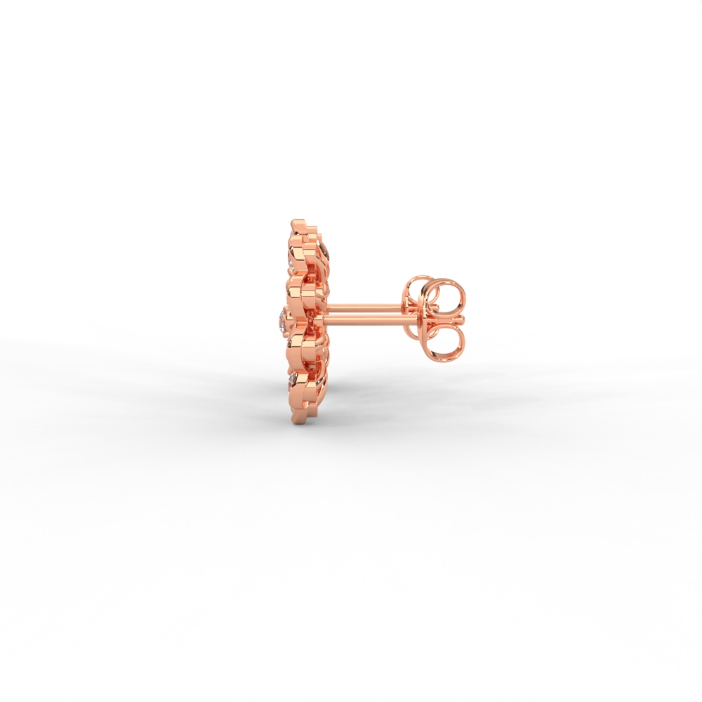 Floral Bloom Diamond Stud Earrings in Yellow, Rose & White Gold - Image 11