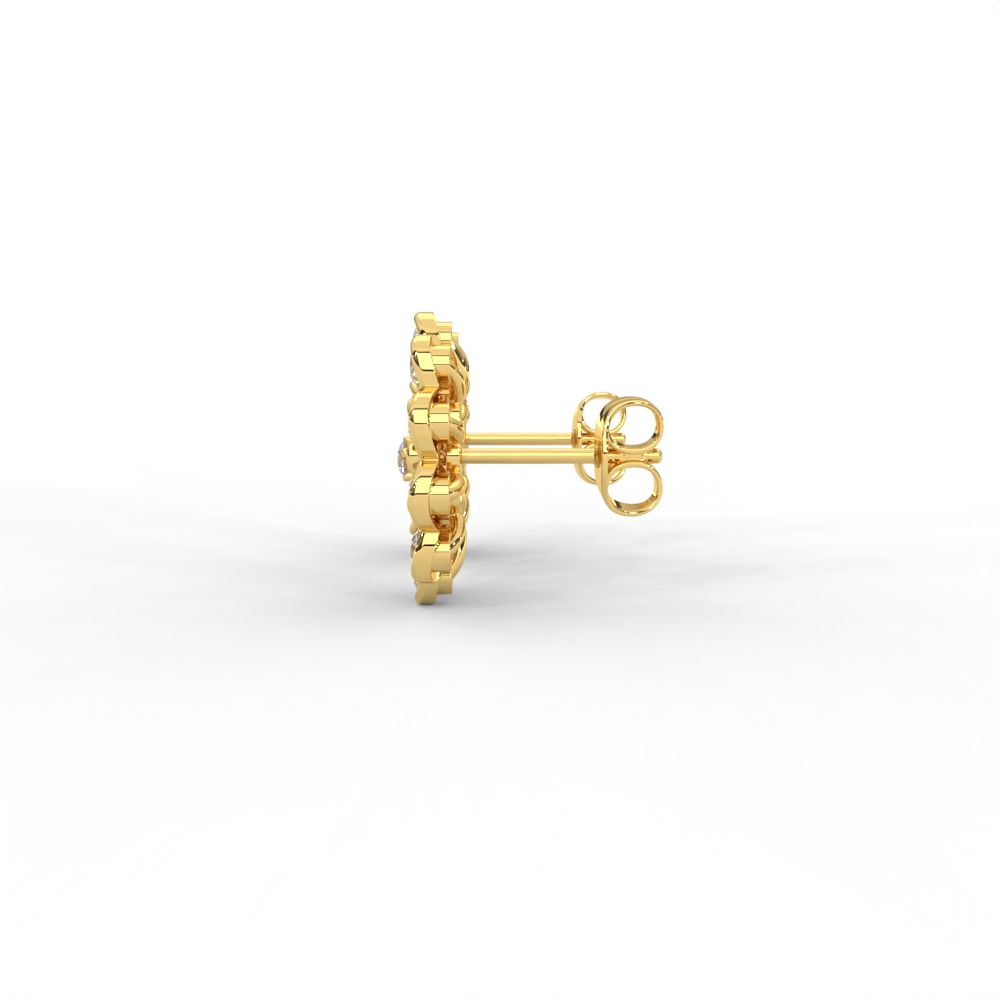 Floral Bloom Diamond Stud Earrings in Yellow, Rose & White Gold - Image 3