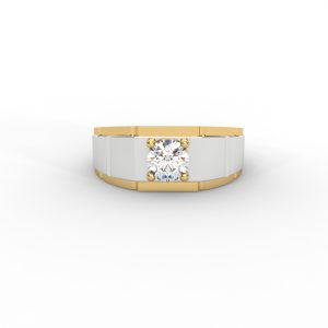 Men’s Solitaire Ring with Dual-Tone Modular Band Design