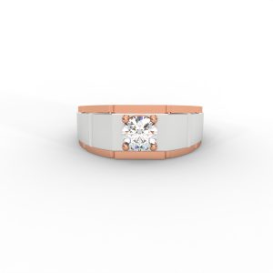 Men’s Solitaire Ring with Dual-Tone Modular Band Design - Image 5