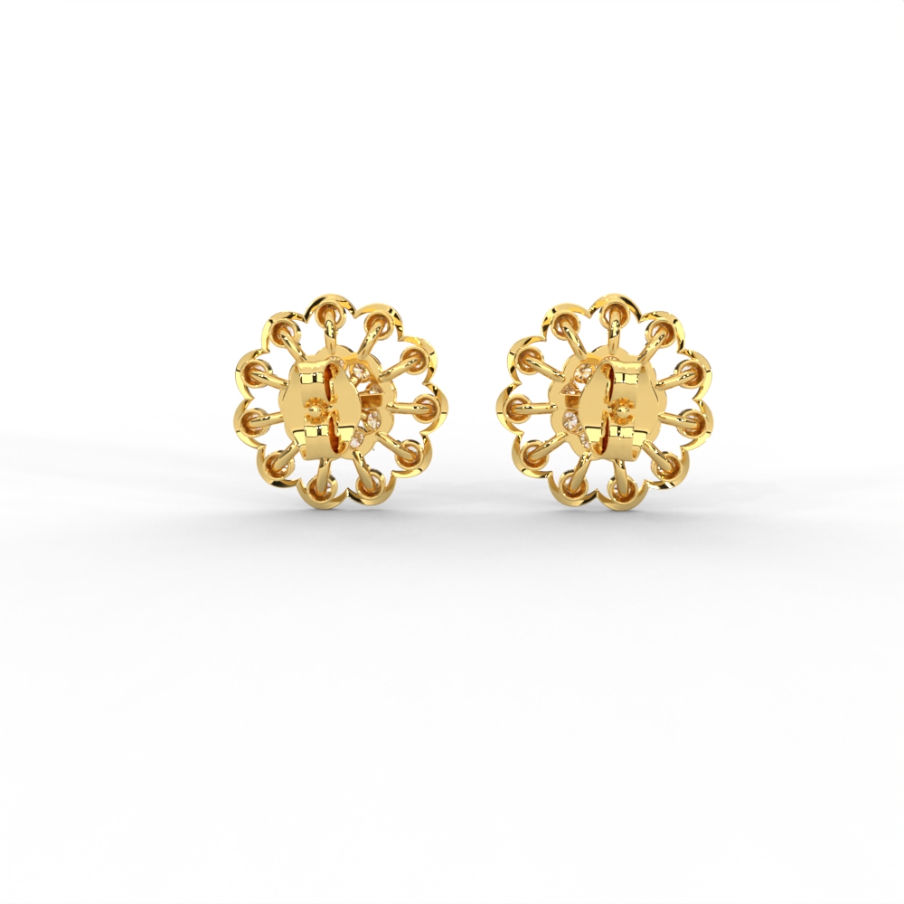 Floral Bloom Diamond Stud Earrings in Yellow, Rose & White Gold - Image 4