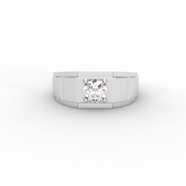 Men’s Solitaire Ring with Dual-Tone Modular Band Design - Image 9