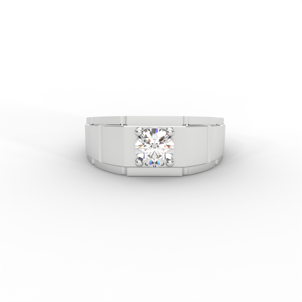 Men’s Solitaire Ring with Dual-Tone Modular Band Design - Image 9