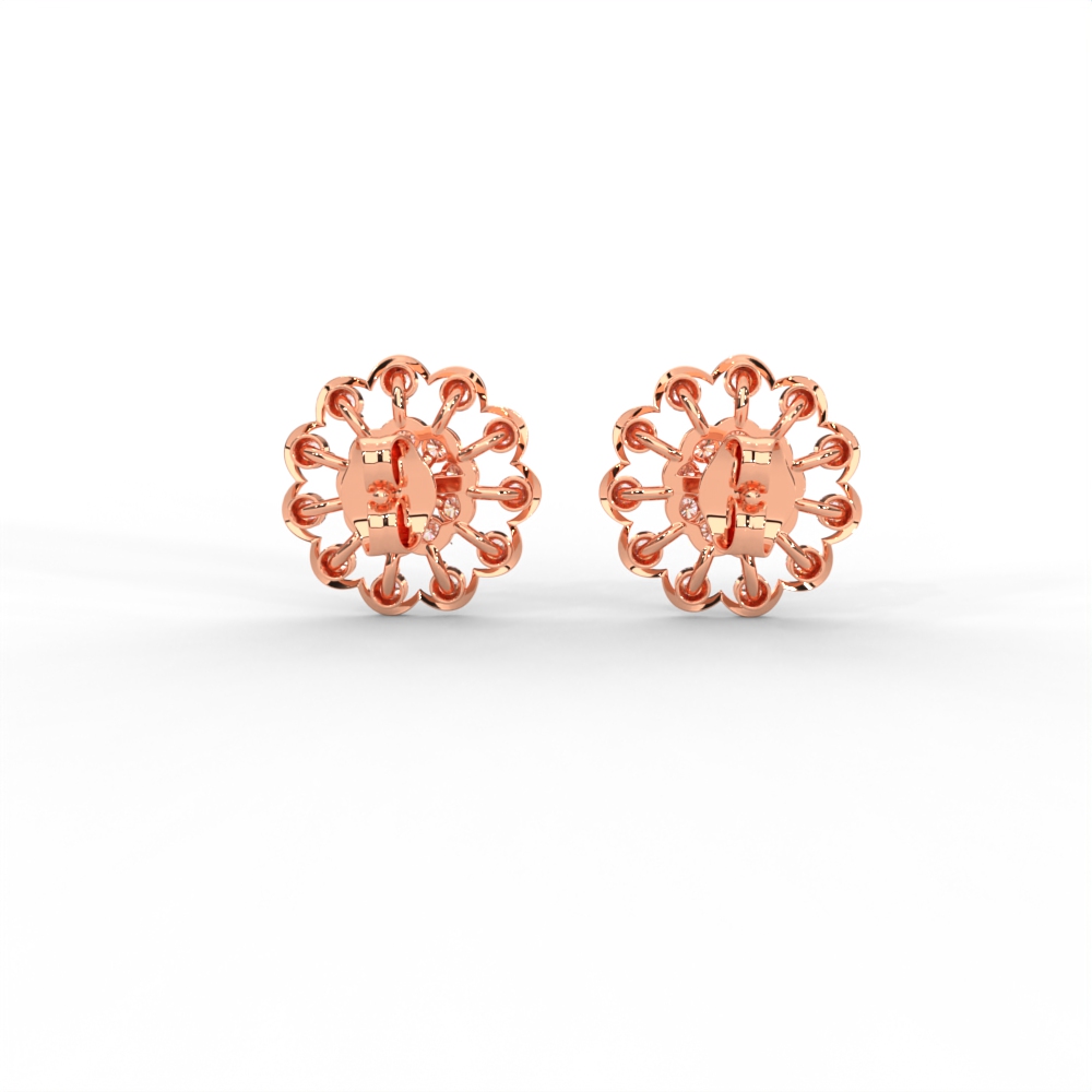 Floral Bloom Diamond Stud Earrings in Yellow, Rose & White Gold - Image 12