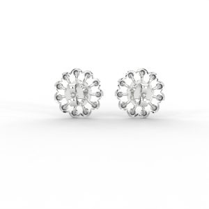 Floral Bloom Diamond Stud Earrings in Yellow, Rose & White Gold - Image 8