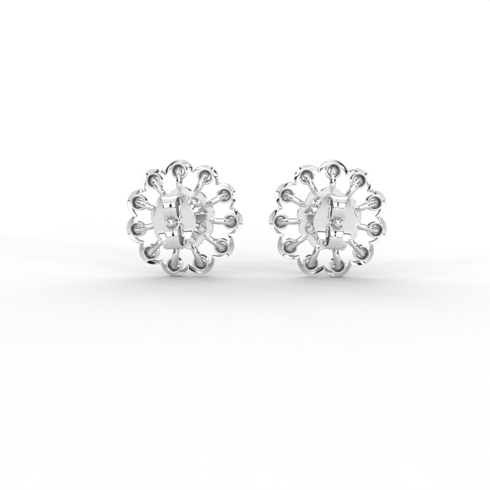 Floral Bloom Diamond Stud Earrings in Yellow, Rose & White Gold - Image 8