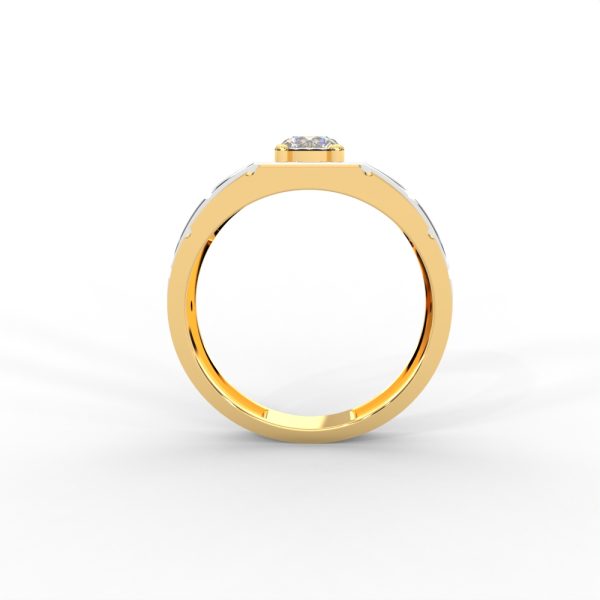 Men’s Solitaire Ring with Dual-Tone Modular Band Design - Image 4