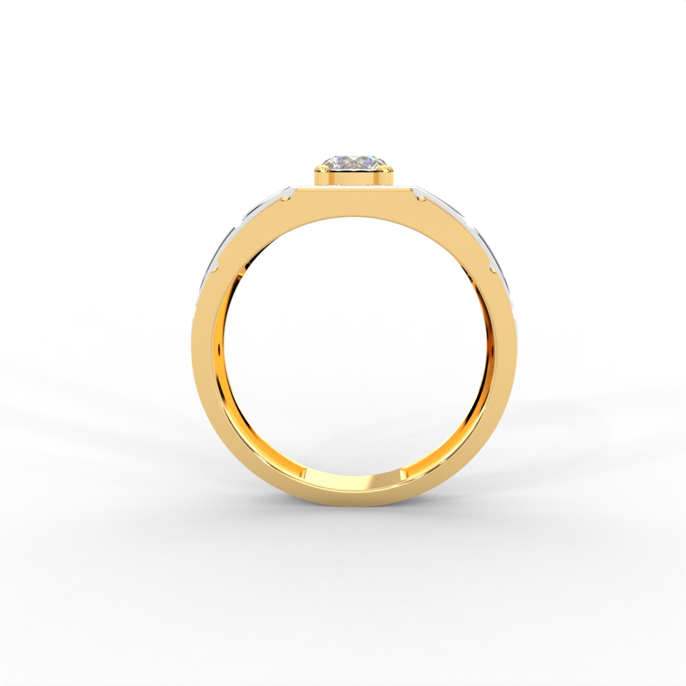 Men’s Solitaire Ring with Dual-Tone Modular Band Design - Image 4