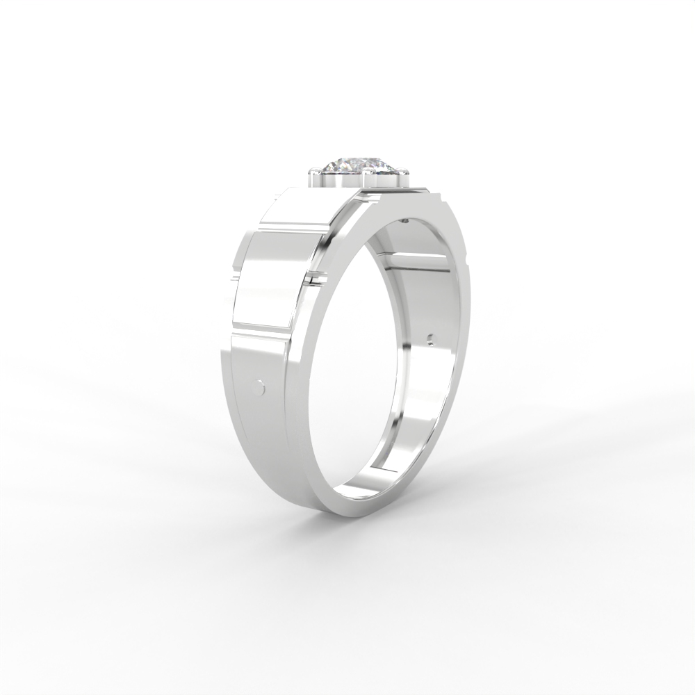Men’s Solitaire Ring with Dual-Tone Modular Band Design - Image 11
