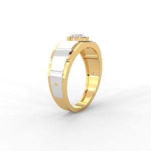 Men’s Solitaire Ring with Dual-Tone Modular Band Design - Image 2