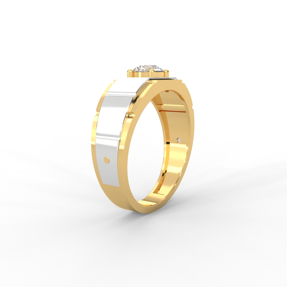 Men’s Solitaire Ring with Dual-Tone Modular Band Design - Image 2