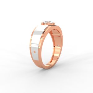 Men’s Solitaire Ring with Dual-Tone Modular Band Design - Image 6