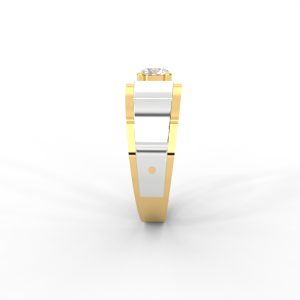 Men’s Solitaire Ring with Dual-Tone Modular Band Design - Image 3