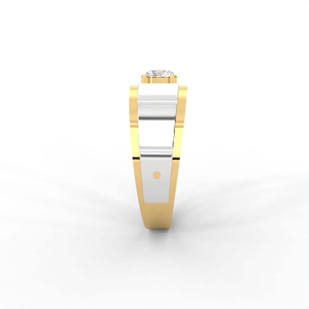 Men’s Solitaire Ring with Dual-Tone Modular Band Design - Image 3
